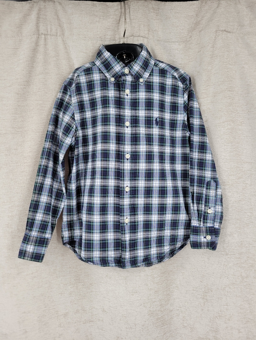 Ralph Lauren Blue Plaid Button-Down Shirt Long Sleeves Boys Toddler Size 4T
